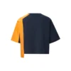 Capsule Series Splicing Contrasting Colors Round Neck Short Sleeve Blue