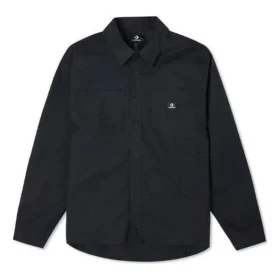 Carpenter Pocket Button Down Long Sleeve Shirt Asia Sizing “Black”