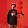 Cartoon Letter Printed Hoodie Asia Sizing “Black White Red”