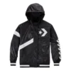 Casual Sports Logo Hooded Jacket Black