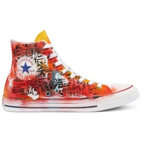 Chuck Taylor All Star High Hand Painted “Orange Red”