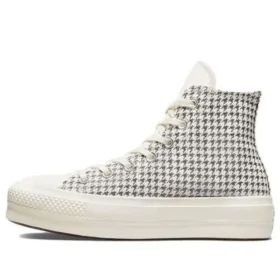 Chuck Taylor All Star Lift Platform High “Houndstooth Shine – Egret Pure Silver”