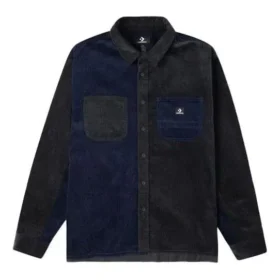 Colorblock Corduroy Shirt Asia Sizing “Navy Black”