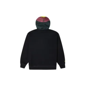 Contrast Color Stitching Zipper Hooded Jacket Couple Style Black