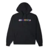 Contrasting Colors Alphabet Embroidered Knit Hoodie Black
