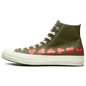 Converse x COMME des GARCONS PLAY Chuck 70 Hi Multi Heart “Khaki”
