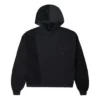 corduroy Splicing Solid Color Sports Hoodie Black