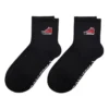 Embroidered Shoe Patched Crew Socks Two Pairs “Black”