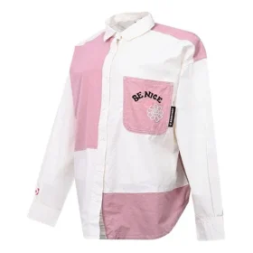 Flowers Small Logo Colorblock Long Sleeves White Pink Shirt