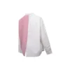Flowers Small Logo Colorblock Long Sleeves White Pink Shirt