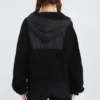Full Zip Lamb Wool Hooded Jacket Black
