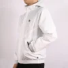 hooded Drawstring Zipper Pocket Jacket White
