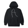 Logo Embroidered Loose Knit Hoodie Black