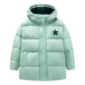 Logo Printed Down Jacket Asia Sizing “Green Black”