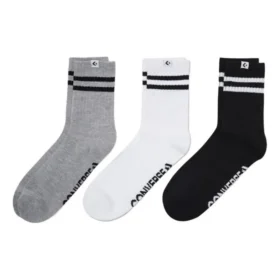 Logo Stripes Quarter Socks Three Pairs “Black Grey White” Logo Stripes Quarter Socks Three Pairs “Black Grey White”