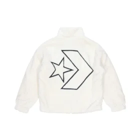 Loose Stand Collar Stay Warm logo Jacket Asia Sizing “White” Loose Stand Collar Stay Warm logo Jacket Asia Sizing “White”