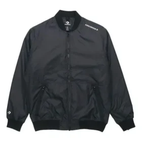 Men”s Converse Aviator Baseball Uniform Woven Windproof Zipper Jacket Autumn Black Men”s Converse Aviator Baseball Uniform Woven Windproof Zipper Jacket Autumn Black