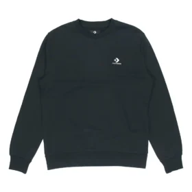 Men”s Converse Casual Sports Logo Round Neck Pullover Dark Black Men”s Converse Casual Sports Logo Round Neck Pullover Dark Black