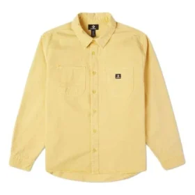 Men”s Converse Casual Woven Button Cardigan Retro Long Sleeves Jacket Gold Men”s Converse Casual Woven Button Cardigan Retro Long Sleeves Jacket Gold