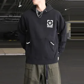 Men”s Converse Contrasting Colors Logo Fleece Sports Black