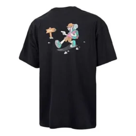 Men”s Converse Funny Cartoon Printing Pattern Breathable Sports Short Sleeve Black
