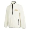 Men”s Converse Logo Half Zipper lamb”s wool Stand Collar Jacket Creamy White
