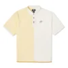 Men”s Converse Splicing Colorblock Lapel Short Sleeve Cream Yellow Polo Shirt