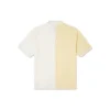 Men”s Converse Splicing Colorblock Lapel Short Sleeve Cream Yellow Polo Shirt