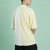 Men”s Converse Splicing Colorblock Lapel Short Sleeve Cream Yellow Polo Shirt