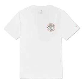 Men”s Converse x Keith Haring Crossover Embroidered Logo Alphabet Printing Round Neck Loose White Men”s Converse x Keith Haring Crossover Embroidered Logo Alphabet Printing Round Neck Loose White