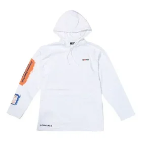 Men”s Converse x Rokit Crossover Back Large Printing Logo hooded Long Sleeves White