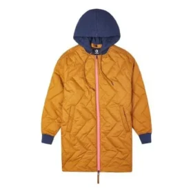 Mid-Length Contrasting Colors Hooded Quilted Jacket Brown Mid-Length Contrasting Colors Hooded Quilted Jacket Brown