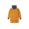 Mid-Length Contrasting Colors Hooded Quilted Jacket Brown