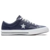One Star Perforated Leather Low Top Navy