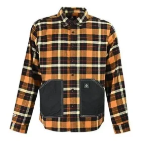 Plaid Patchwork Woven Long Sleeve Button Down Shirt Asia Sizing “Yellow”