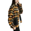 Plaid Patchwork Woven Long Sleeve Button Down Shirt Asia Sizing “Yellow”