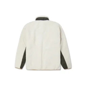 Retro Contrast Color Stitching lamb”s wool Jacket White