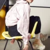 Small Logo Casual Shirt Jacket Pink Purple