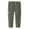Solid Color Elastic Waist Pants Asia Sizing “Olive Green”