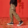 Solid Color Elastic Waist Pants Asia Sizing “Olive Green”