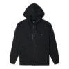Solid Color Zipper Long Sleeves Hooded Jacket Couple Style Black