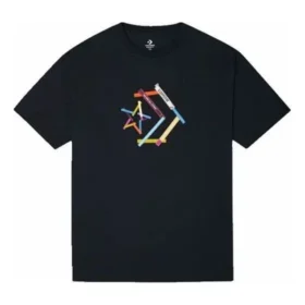 Star Chevron Printing Sports Round Neck Short Sleeve T-Shirt Asia Sizing “Black”