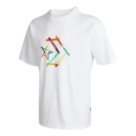 Star Chevron Printing Sports Round Neck Short Sleeve T-Shirt Asia Sizing “White”