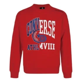 Unisex Logo Printing Round-neck Sweatshirt Red