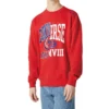 Unisex Logo Printing Round-neck Sweatshirt Red